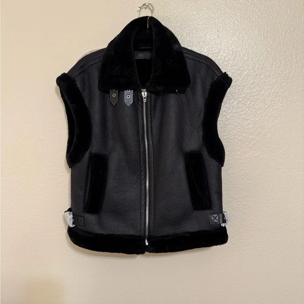 NEW BLANK NYC Black Sherpa Moto Vest retail $175 - Picture 7 of 11